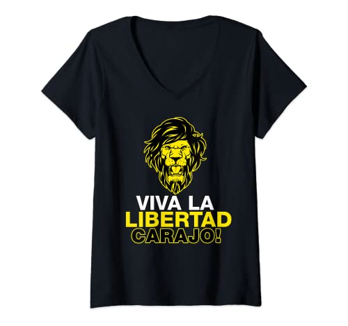 Damen Libertarismus VIVA LA LIBERTAD CARAJO! Milei Präsident T-Shirt mit V-Ausschnitt von Javier Milei Argentinien Präsident 2023