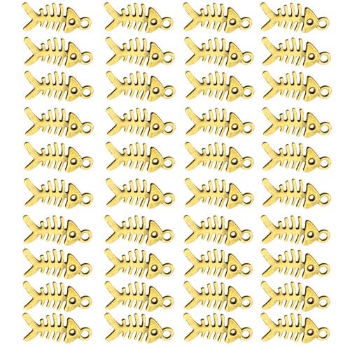 40 Stück Fischgräten-Anhänger, Zubehör für Schmuck, Bastelbedarf, stabile Legierung, Fischgräten-Anhänger in Retro-Bronze-Optik von Javoryxh