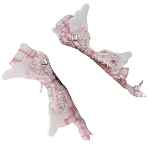 Flügel-Haarschleifen, Haarspange, dunkle Haarnadel, Pferdeschwanz-Halter, Metallkette, Haarspangen, Haarschleifen für Damen von Javoryxh