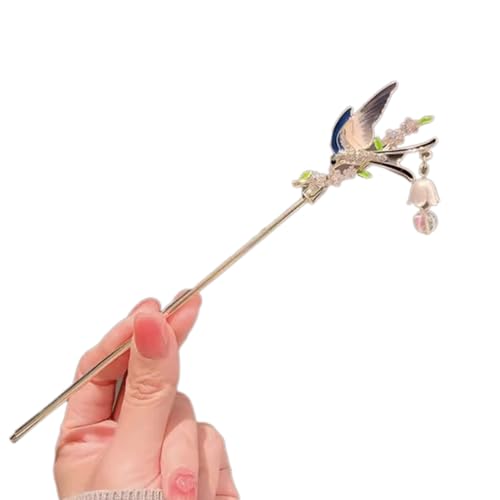 Haarnadel mit Blumenmuster, mit Strasssteinen, Schmuck, Schwalbenschmuck, chinesisches Zubehör von Javoryxh