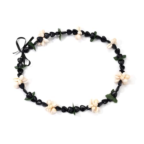 Handgefertigte Halskette mit Kranz, zarte Blumen-verzierte Perlen-Halskette, Abschlussseil 2024, Partyzubehör von Javoryxh