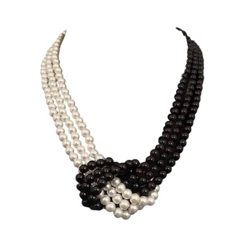 Handgefertigte Halskette mit Kunstperlen, mehrstufig, französischer Choker, Damenschmuck für den Alltag oder besondere Anlässe von Javoryxh