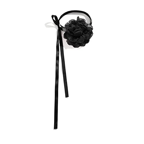 Javoryxh Choker mit Rosen-Motiv, für Damen und Mädchen, Gothic-Mesh-Garn, Choker mit langem Band, Vintage-Stil, 5 Farben, Band und Netzgarn Javoryxh Choker mit Rosen-Motiv, für Damen und Mädchen, Gothic-Mesh-Garn, Choker mit langem Band, Vintage-Stil, 5 Farben, Band und Netzgarn von Javoryxh