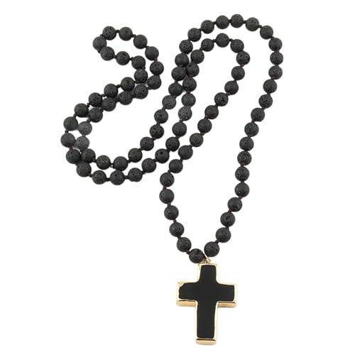Javoryxh Einzigartige Halskette mit Kruzifix-Anhänger, Naturstein, verstellbare Länge, Halskette, tägliches Tragen, Choker, modisches Accessoire für Damen von Javoryxh