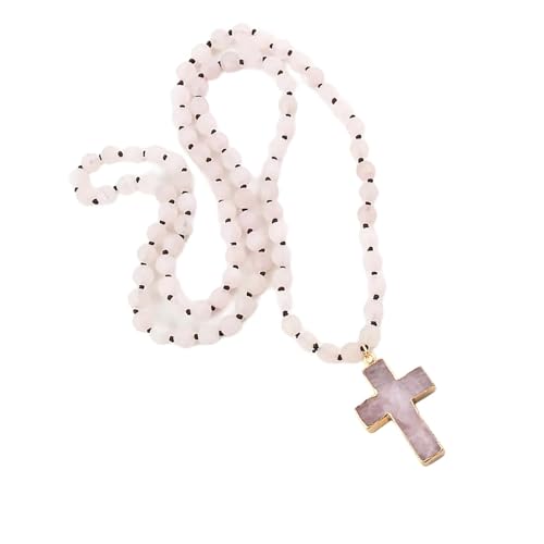 Javoryxh Einzigartige Halskette mit Kruzifix-Anhänger, Naturstein, verstellbare Länge, Halskette, tägliches Tragen, Choker, modisches Accessoire für Damen von Javoryxh