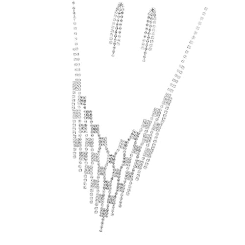 Javoryxh Funkelnde Kristallquasten Halskette Ohrringe Set für Bankett Mode Strass Frauen Accessoire Handgemachte Accessoires von Javoryxh