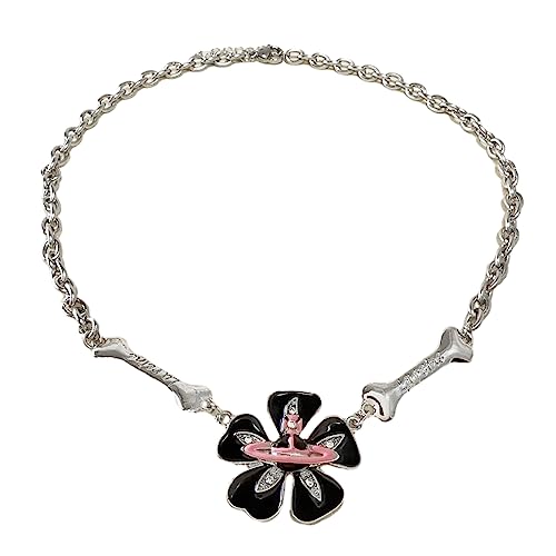 Javoryxh Glitzernder Schmetterlings-Anhänger, Choker-Halskette, Kamelien, Blume, Herz, echte Schlüsselbeinkette, geometrische Halskette für Damen von Javoryxh