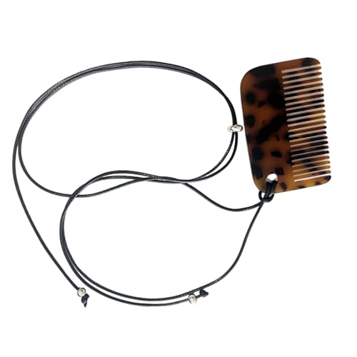 Javoryxh Halskette mit Leopardenmuster, Kunstharz, langer Pullover, Kette, verstellbar, schwarze Kordel, Accessoire für modische Frauen von Javoryxh