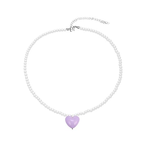 Javoryxh Herz-Anhänger, Choker-Halskette für Damen und Mädchen, Imitationsperle, Schlüsselbeinkette, Temperament-Schmuck, Hochzeit von Javoryxh