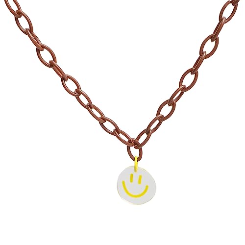 Javoryxh Modische Halskette mit Herz- und Blumenbär-Anhänger, süße, coole Schlüsselbeinkette, einfache Acryl-Kette, Statement-Schmuck von Javoryxh