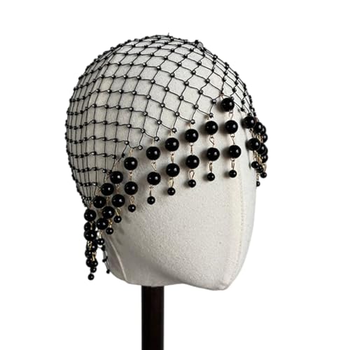Javoryxh Perlenquasten Haarschmuck Hut schöne Perlen Quasten Haarschmuck Hut Zubehör für Frisurenverbesserung von Javoryxh