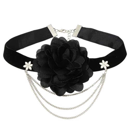 Javoryxh Schlichtes schwarzes Blumen-Halsband, Choker-Halskette, Schmuck, Temperament, süße Halskette von Javoryxh