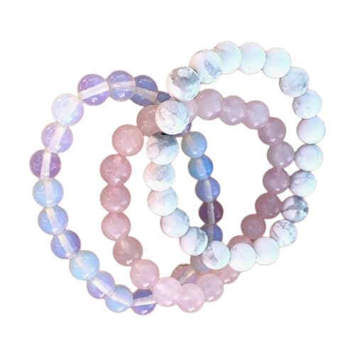 Javoryxh Set mit 3 bunten Perlen für Frauen, natürliche Edelsteine, Handkette, verstellbare Stretch-Armbänder, Schmuck von Javoryxh