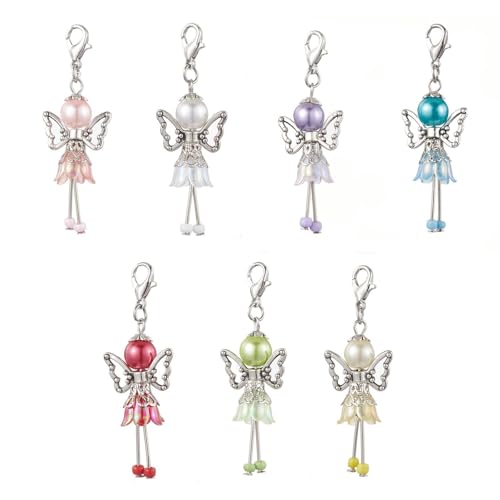 Javoryxh Tragbarer Engelsflügel-Schlüsselanhänger mit Karabinerverschluss zur einfachen Befestigung an Taschen und Schlüsseln, 7 Stück von Javoryxh