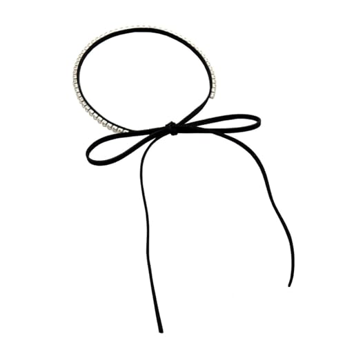 Schleifen-Halskette mit schönen Strasssteinen, verstellbares Seil, Schleife, Choker-Halskette, Schmuck für Frauen, Party-Dekoration Schleifen-Halskette mit schönen Strasssteinen, verstellbares Seil, Schleife, Choker-Halskette, Schmuck für Frauen, Party-Dekoration von Javoryxh