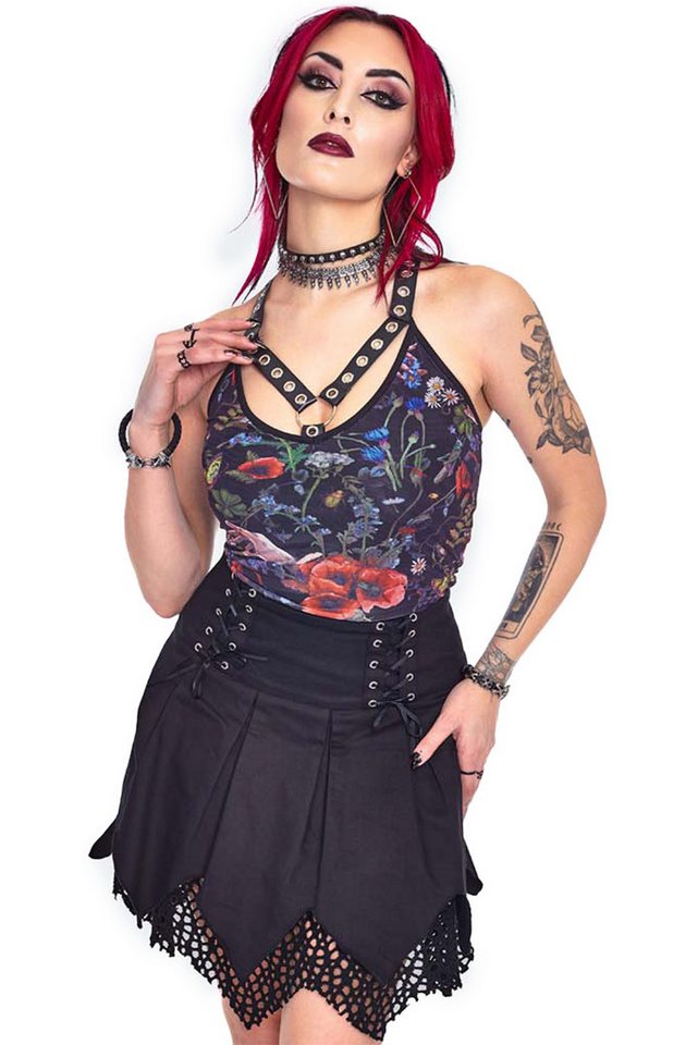 Jawbreaker A-Linien-Rock Lace Up Pleated Skirt Gothic Faltenrock mit Schnürung Jawbreaker A-Linien-Rock Lace Up Pleated Skirt Gothic Faltenrock mit Schnürung von Jawbreaker