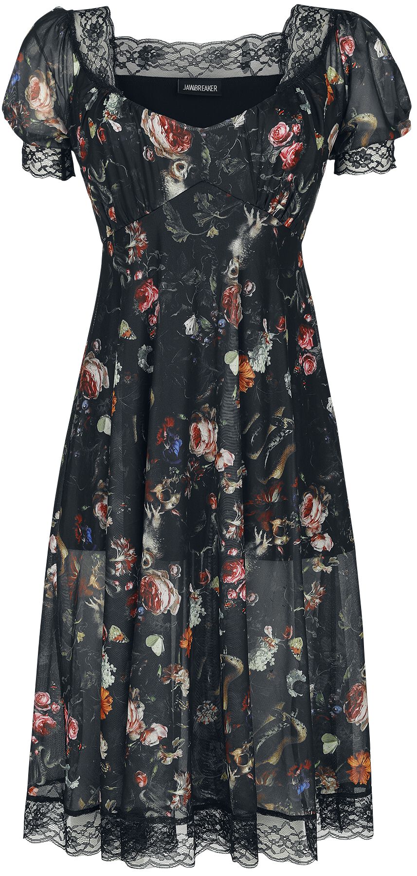 Jawbreaker - Gothic Kleid knielang - Night Garden Print Midi Dress - XS bis XXL - für Damen - Größe M - multicolor von Jawbreaker