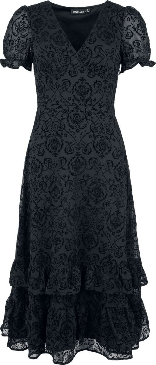 Jawbreaker - Gothic Kleid lang - Devore Ruffle Hem Maxi Dress - XS bis 4XL - für Damen - Größe XS - schwarz Jawbreaker - Gothic Kleid lang - Devore Ruffle Hem Maxi Dress - XS bis 4XL - für Damen - Größe XS - schwarz von Jawbreaker