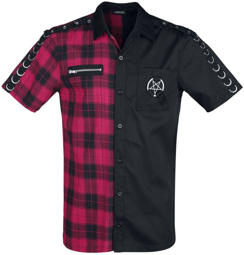 Jawbreaker - Gothic Kurzarmhemd - Split Shirt - S bis XXL - für Männer - Größe L - schwarz/rot von Jawbreaker