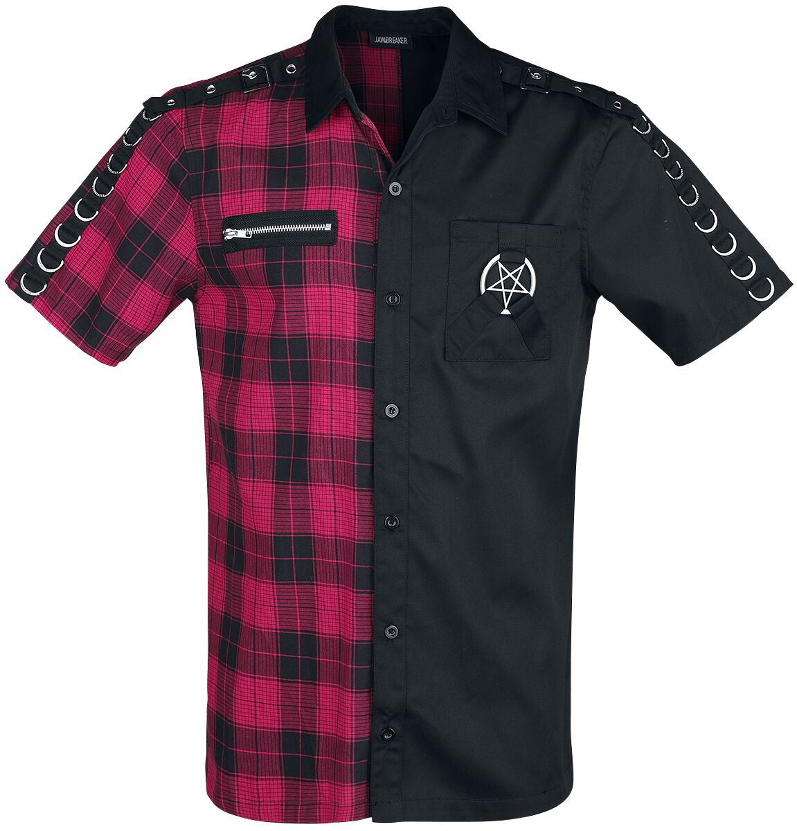 Jawbreaker - Gothic Kurzarmhemd - Split Shirt - S bis XXL - für Männer - Größe S - schwarz/rot von Jawbreaker