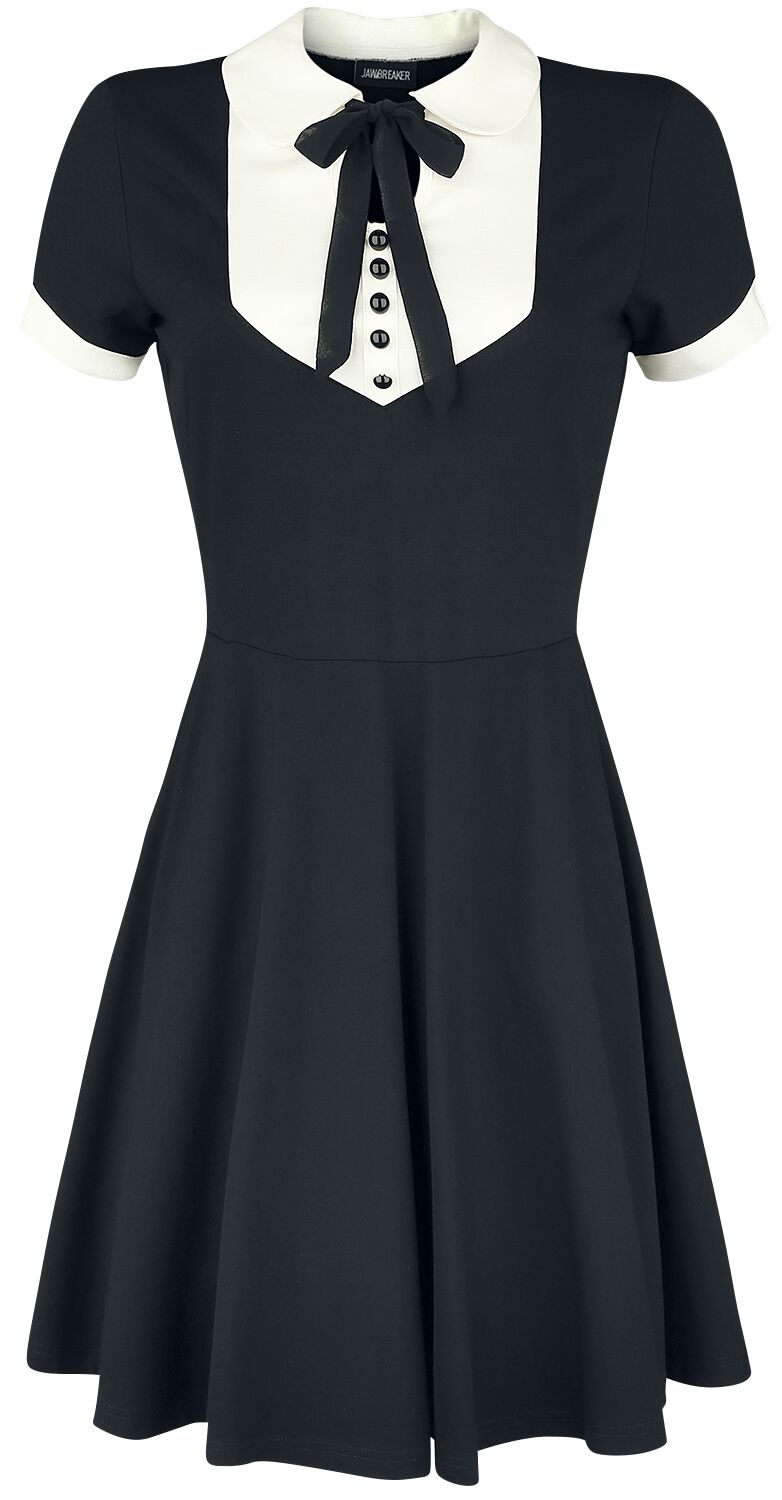 Jawbreaker - Gothic Kurzes Kleid - In A Mood Tie Neck Dress - XS bis 4XL - für Damen - Größe 3XL - schwarz/weiß von Jawbreaker