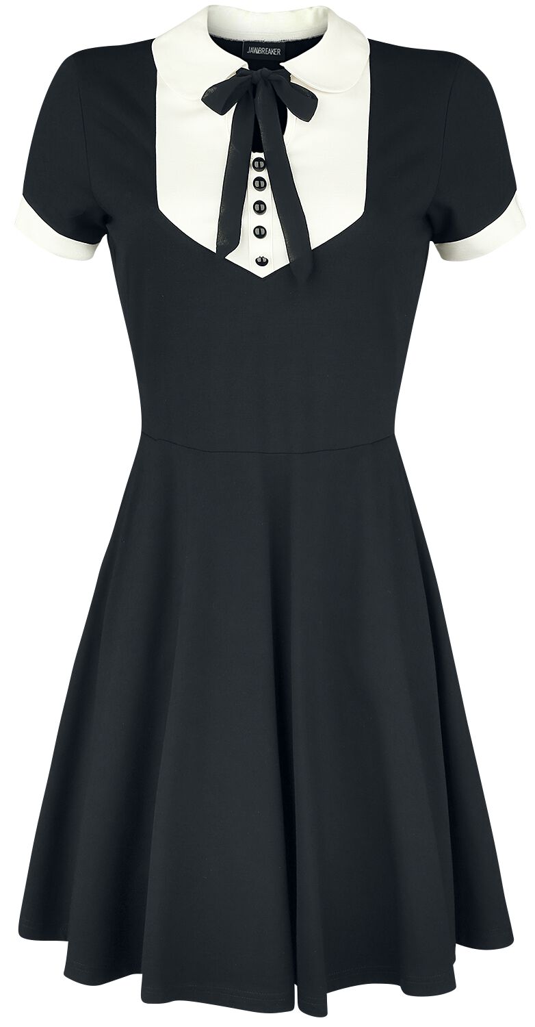 Jawbreaker - Gothic Kurzes Kleid - In A Mood Tie Neck Dress - XS bis 4XL - für Damen - Größe M - schwarz/weiß von Jawbreaker