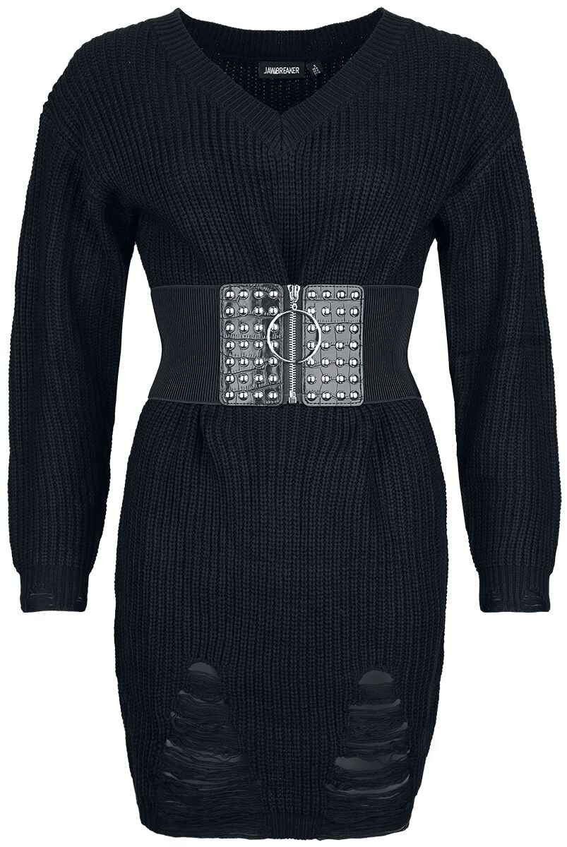 Jawbreaker - Gothic Kurzes Kleid - Ripped Knitted Mini Dress - XS bis XXL - für Damen - Größe XXL - schwarz Jawbreaker - Gothic Kurzes Kleid - Ripped Knitted Mini Dress - XS bis XXL - für Damen - Größe XXL - schwarz von Jawbreaker