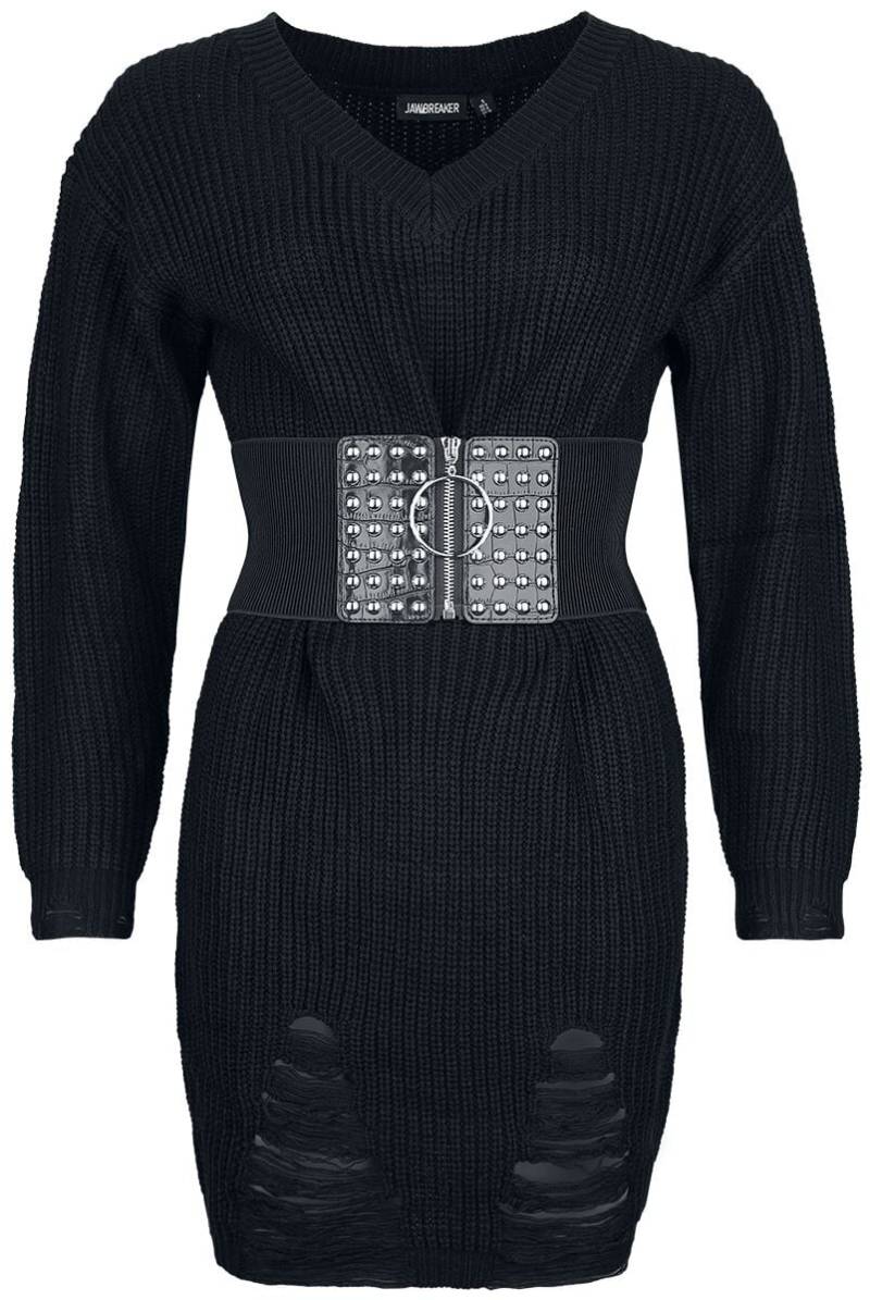 Jawbreaker - Gothic Kurzes Kleid - Ripped Knitted Mini Dress - XS bis XXL - für Damen - Größe XXL - schwarz von Jawbreaker