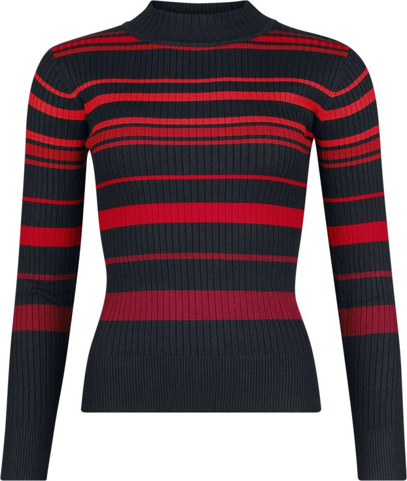 Jawbreaker - Gothic Strickpullover - High Neck Red Shades Stripe - XS bis XXL - für Damen - Größe XXL - schwarz/rot von Jawbreaker