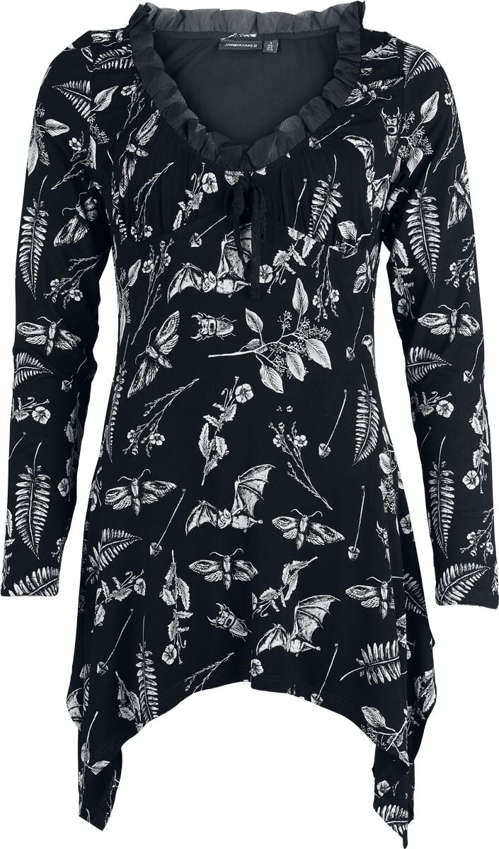 Jawbreaker Herbat Bat Blouse Langarmshirt schwarz weiß in S von Jawbreaker