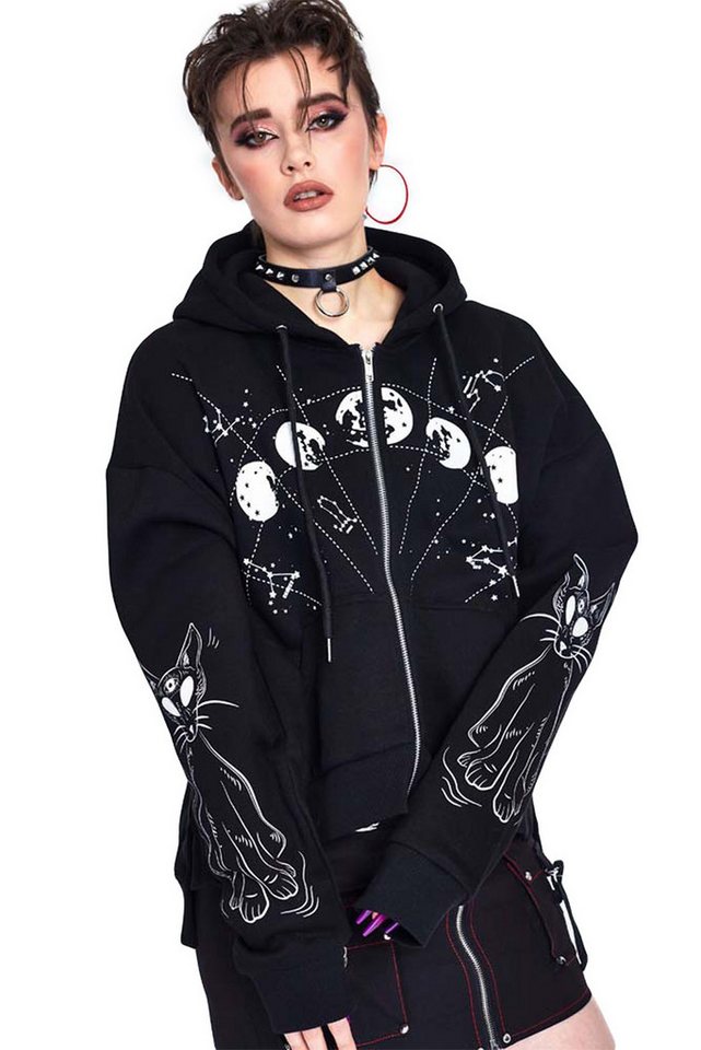 Jawbreaker Kapuzensweatshirt Cosmic Cat Hoodie Lunar Gothic Mondphasen Pastel Goth Jawbreaker Kapuzensweatshirt Cosmic Cat Hoodie Lunar Gothic Mondphasen Pastel Goth von Jawbreaker