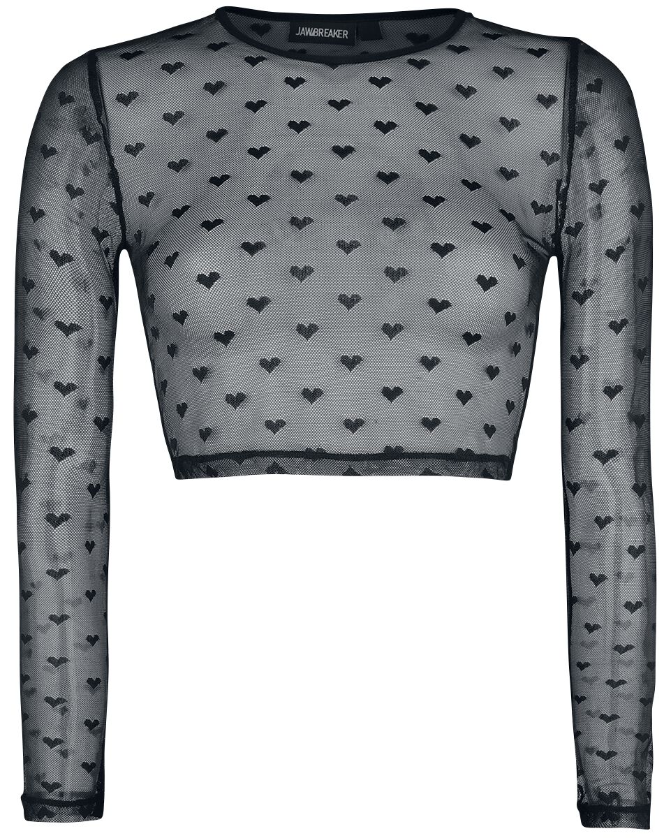 Jawbreaker Langarmshirt - Don't Mesh With My Heart Crop Top - M bis XXL - für Damen - Größe M - schwarz von Jawbreaker