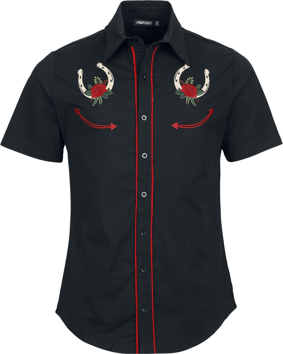 Jawbreaker Lucky Western Button Up Shirt Kurzarmhemd schwarz in S von Jawbreaker