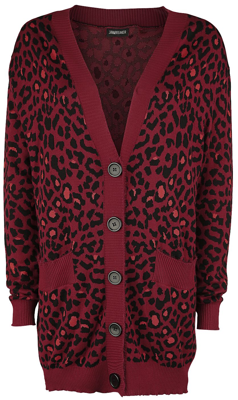 Jawbreaker Maneater Red Leopard Print Oversized Cardigan Cardigan rot schwarz in L von Jawbreaker