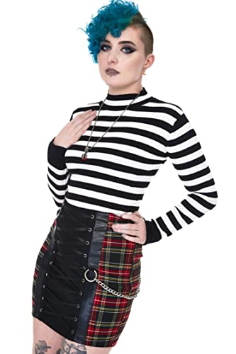 Jawbreaker Menace White and Black Stripe Sweater Frauen Strickpullover schwarz/weiß L von Jawbreaker