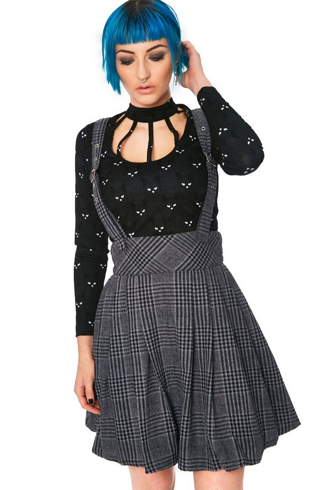 Jawbreaker Plisseerock Grey Days High Waisted Skirt Grau Kariert mit Trägern Jawbreaker Plisseerock Grey Days High Waisted Skirt Grau Kariert mit Trägern von Jawbreaker