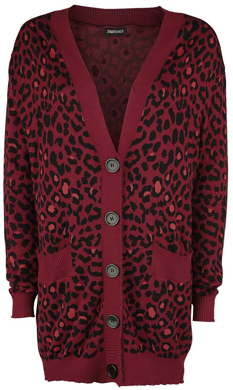 Jawbreaker - Rockabilly Cardigan - Maneater Red Leopard Print Oversized Cardigan - XS bis XXL - für Damen - Größe XXL - rot/schwarz von Jawbreaker