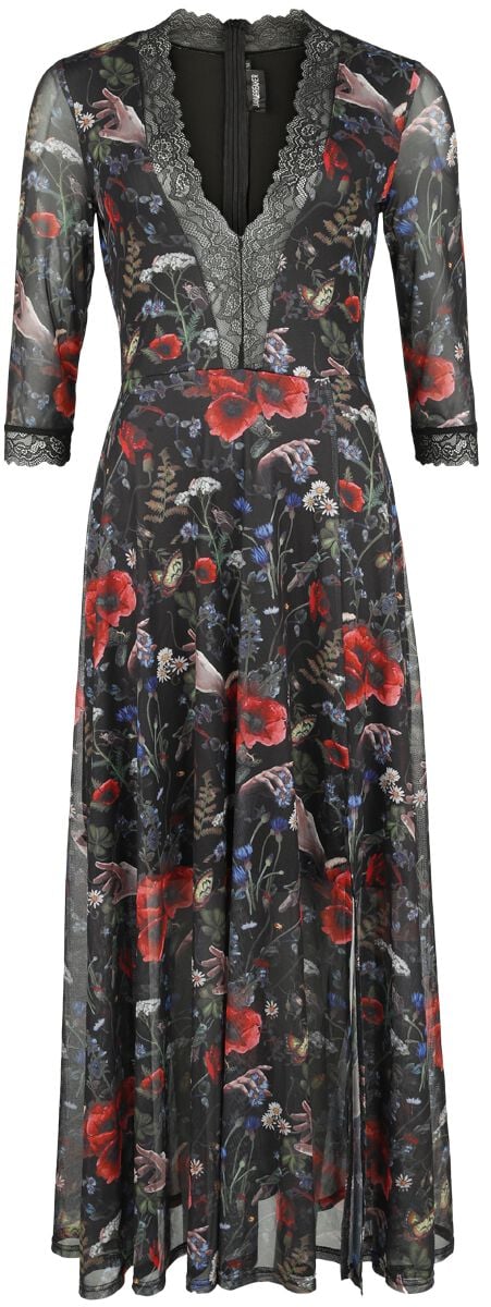 Jawbreaker - Rockabilly Kleid lang - Night Meadow Maxi Dress - XS bis XXL - für Damen - Größe XS - multicolor von Jawbreaker