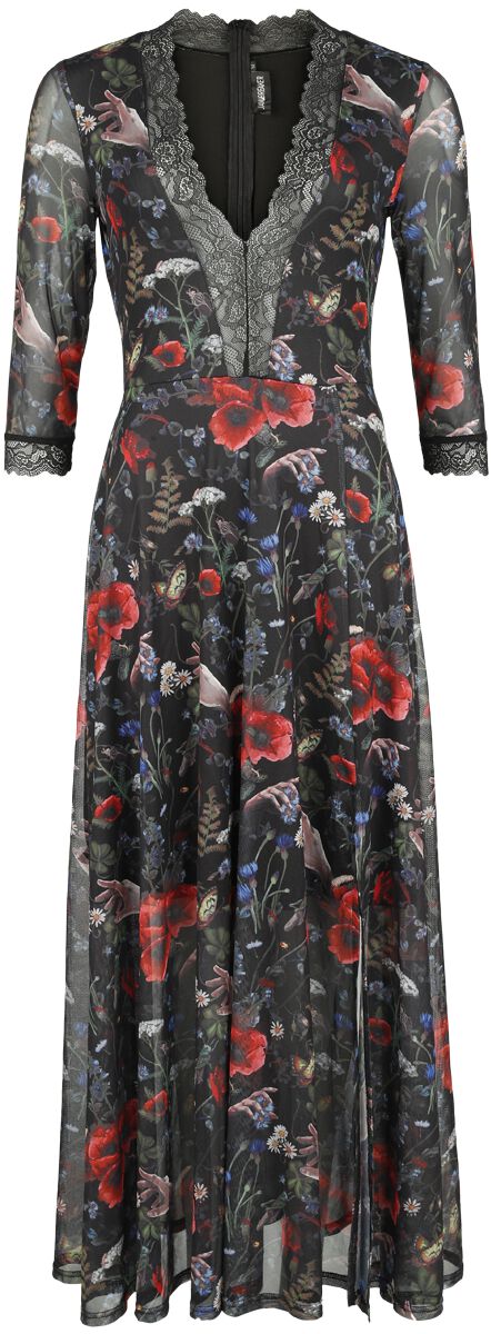 Jawbreaker - Rockabilly Kleid lang - Night Meadow Maxi Dress - XS bis XXL - für Damen - Größe S - multicolor von Jawbreaker