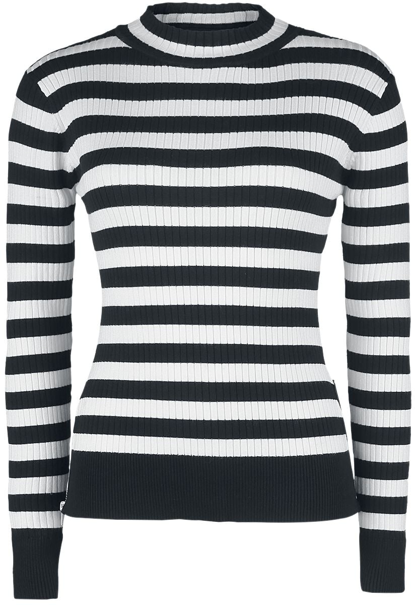 Jawbreaker - Rockabilly Strickpullover - Menace White And Black Stripe Sweater - L bis XXL - für Damen - Größe XL - schwarz/weiß von Jawbreaker