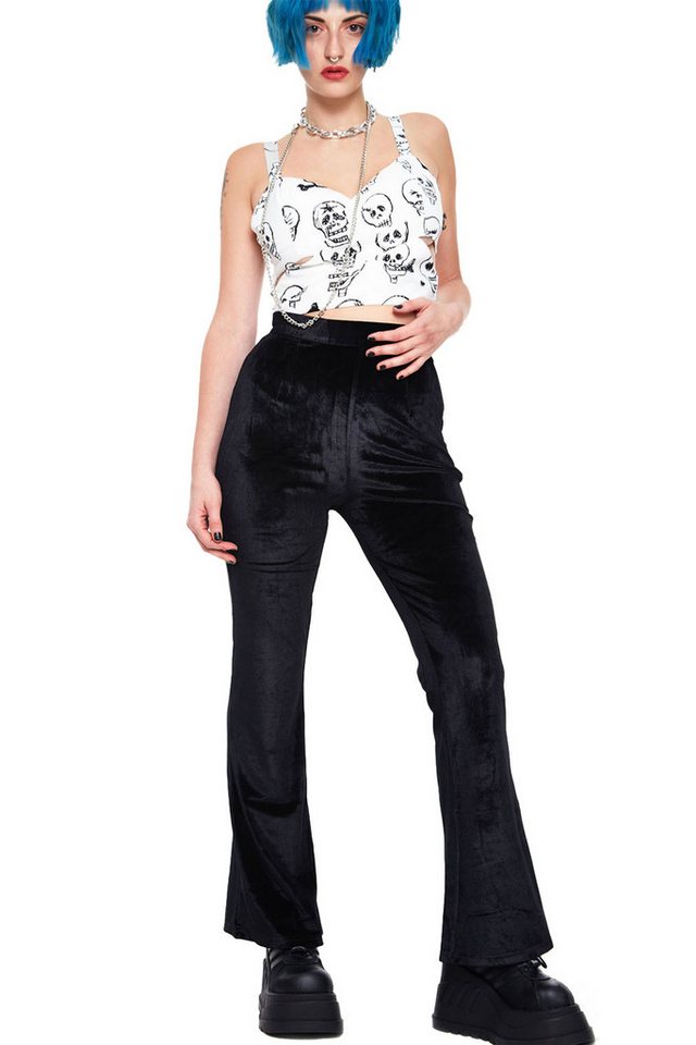 Jawbreaker Schlaghose Glam Rock Black Velvet Gothic Goth Samt Jawbreaker Schlaghose Glam Rock Black Velvet Gothic Goth Samt von Jawbreaker