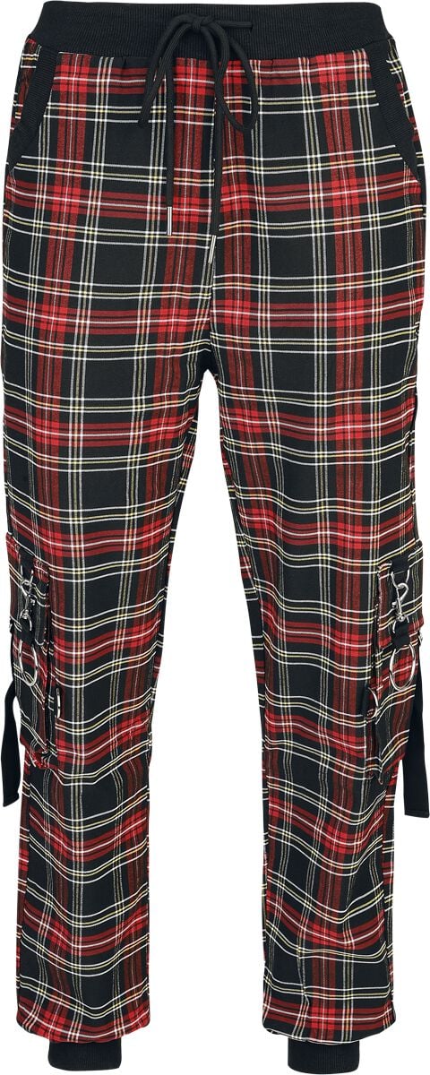 Jawbreaker Stoffhose - Tartan Cargo Sweatpants - XS bis XXL - für Damen - Größe XL - schwarz/rot von Jawbreaker