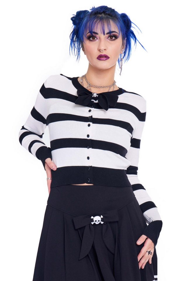 Jawbreaker Strickjacke Striped Skull Bow Cardigan Gestreift Schleife Gothic Jawbreaker Strickjacke Striped Skull Bow Cardigan Gestreift Schleife Gothic von Jawbreaker