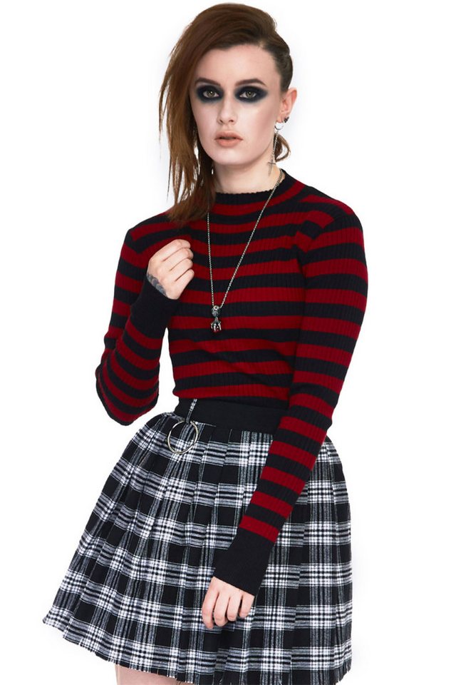 Jawbreaker Strickpullover Menace Red And Black Stripe Strickpullover Goth Punk Grufti Jawbreaker Strickpullover Menace Red And Black Stripe Strickpullover Goth Punk Grufti von Jawbreaker