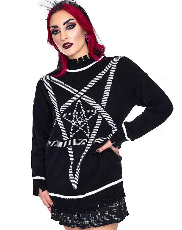 Jawbreaker Strickpullover Pentagram Star Oversized Strickpullover Okkult Goth Gothic Punk Grufti Jawbreaker Strickpullover Pentagram Star Oversized Strickpullover Okkult Goth Gothic Punk Grufti von Jawbreaker