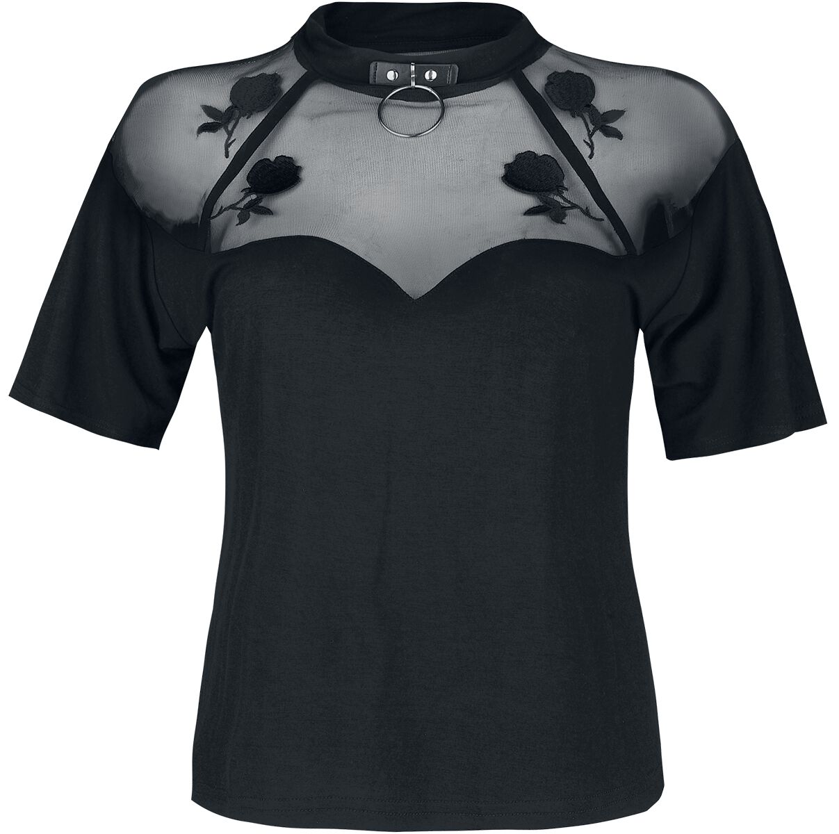 Jawbreaker T-Shirt - Rose Garden Mesh Top - S bis XXL - für Damen - Größe L - schwarz von Jawbreaker
