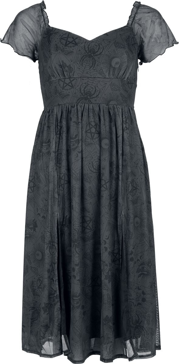 Jawbreaker Tarot Deck Midi Dress Mittellanges Kleid grau schwarz in S von Jawbreaker