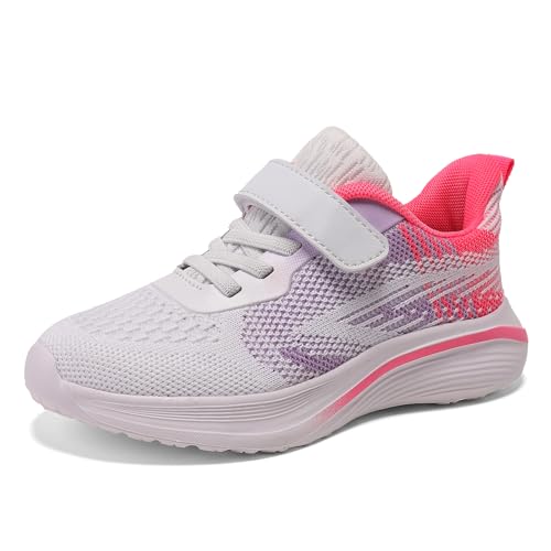 Jawixu Mädchen Turnschuhe Hallenschuhe Kinder Trainer Sportschuhe Kinderschuhe Sneaker Tennisschuhe Freizeitschuhe Outdoor Laufschuhe Lila Rosa 33EU von Jawixu