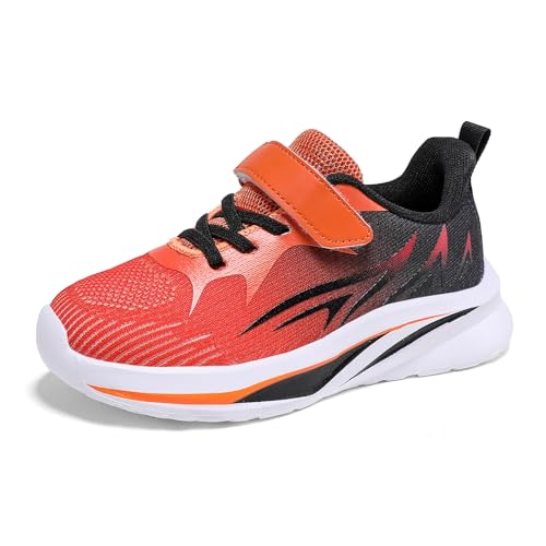 Jawixu Hallenschuhe Für Jungen Turnschuhe Sportschuhe Kinder Kinderschuhe Tennisschuhe Freizeitschuhe Laufschuhe Sneaker Schwarz Orange 39EU von Jawixu