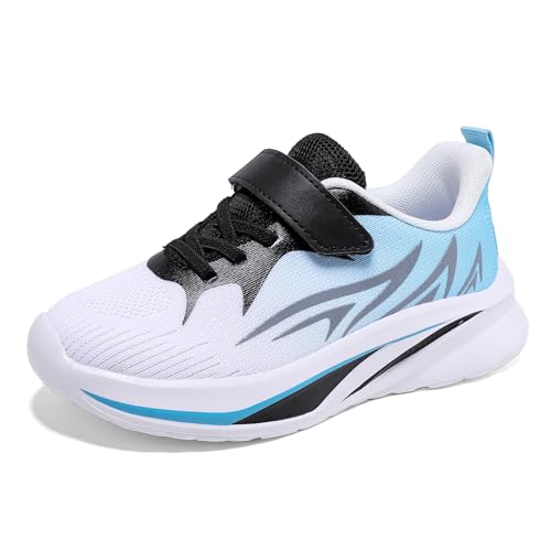 Jawixu Hallenschuhe Für Jungen Turnschuhe Sportschuhe Kinder Kinderschuhe Tennisschuhe Freizeitschuhe Laufschuhe Sneaker Blau Weiß 28EU von Jawixu